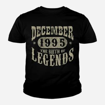 25 Years 25Th Birthday Gift December 1995 Birth Of Legend Youth T-shirt | Crazezy