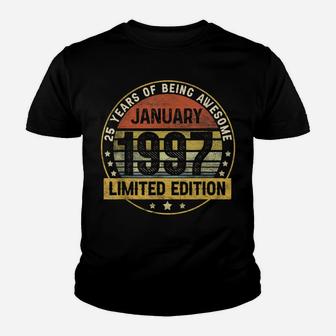 25Th Birthday Gift 25 Years Old Awesome Since January 1997 Youth T-shirt | Crazezy CA