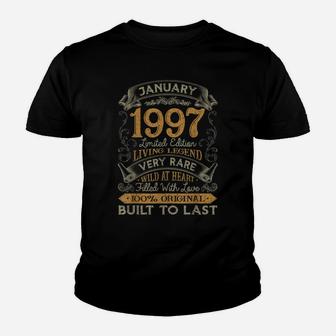 25Th Birthday Gift 25 Years Old Retro Vintage January 1997 Youth T-shirt | Crazezy