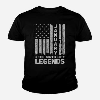 25Th Birthday Gift January 1996 The Birth Of Legends Youth T-shirt | Crazezy