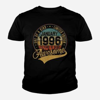 25Th Birthday Gift Retro January 1996 25 Yrs Old 25Th Bday Youth T-shirt | Crazezy