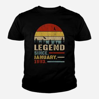 28 Years Old Retro Birthday Gift Legend Since January 1993 Raglan Baseball Tee Youth T-shirt | Crazezy AU