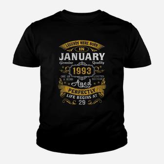 29Th Birthday Gift 29 Year Old Legend Since January 1993 Youth T-shirt | Crazezy