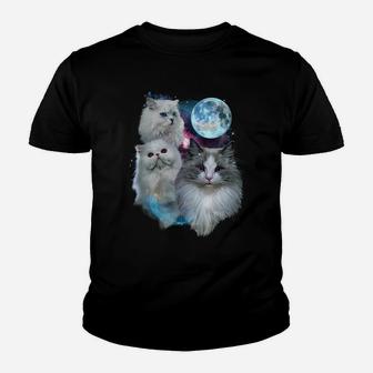 3 Moon Cat Feline Lovers Kitten Adorable Kitty Cat Novelty Sweatshirt Youth T-shirt | Crazezy