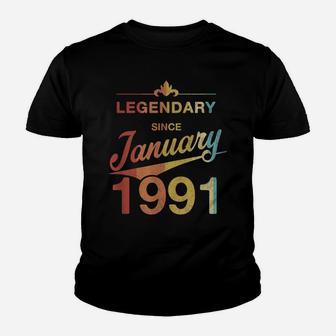 30 Year Old Gift 30Th Birthday Vintage Born In January 1991 Youth T-shirt | Crazezy UK