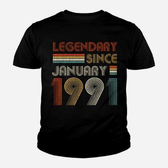 30Th Birthday Gift 30 Years Old Legendary Since January 1991 Youth T-shirt | Crazezy CA