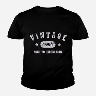 30Th Birthday Gift Vintage 1991 Aged To Perfection Youth T-shirt | Crazezy UK