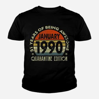 31St Birthday Gift 31 Years Old Retro Vintage January 1990 Youth T-shirt | Crazezy