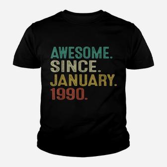 32 Years Old Awesome Since January 1990 32Nd Birthday Gift Youth T-shirt | Crazezy DE
