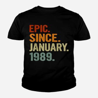 32 Years Old Retro Birthday Gift Epic Since January 1989 Youth T-shirt | Crazezy