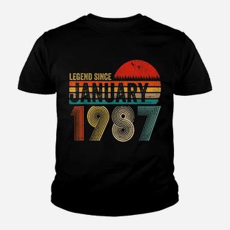 34 Years Old Retro Birthday Gift Legend Since January 1987 Youth T-shirt | Crazezy