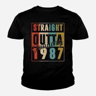 34 Years Old Retro Birthday Gift Straight Outta January 1987 Youth T-shirt | Crazezy