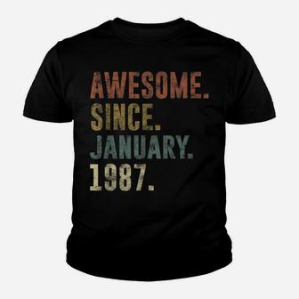 34Th Retro Birthday Gift Vintage Awesome Since January 1987 Youth T-shirt | Crazezy