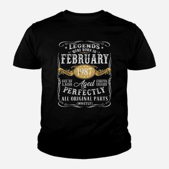 35Th Birthday Decoration Legends Were Born In February 1987 Youth T-shirt | Crazezy