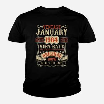 38 Year Old 38Th Birthday Gifts Vintage January 1984 Youth T-shirt | Crazezy