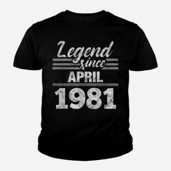 38Th Birthday Gift Legend Since April 1981 Youth T-shirt | Crazezy