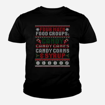 4 Main Food Groups Elf Buddy Christmas Ugly Sweater Youth T-shirt | Crazezy DE