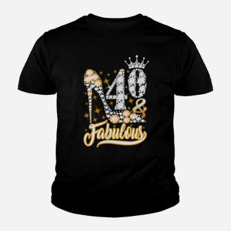 40 & Fabulous 40 Years Old 40Th Birthday Diamond Crown Shoes Youth T-shirt | Crazezy AU