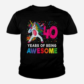 40Th Birthday Dabbing Unicorn Party Gift 40 Years Old Women Youth T-shirt | Crazezy
