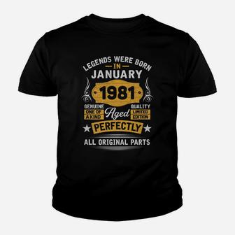 40Th Birthday Gift Legends Born In January 1981 40 Yrs Old Youth T-shirt | Crazezy