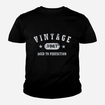 40Th Birthday Gift Vintage 1981 Aged To Perfection Youth T-shirt | Crazezy