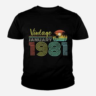 40Th Birthday Gift Vintage January 1981 Forty Years Old Youth T-shirt | Crazezy