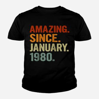 41 Years Old Retro Birthday Gift Amazing Since January 1980 Raglan Baseball Tee Youth T-shirt | Crazezy CA