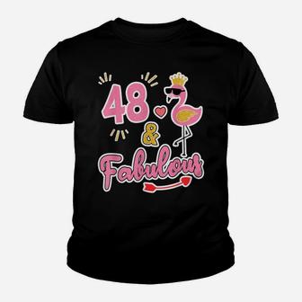48 And Fabulous - 48 Years Old Gift - 48Th Birthday Youth T-shirt | Crazezy DE