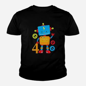 4Th Birthday Cute Robot Youth T-shirt | Crazezy CA