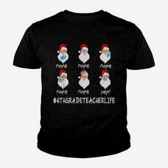 4Th Grade Teacher Life Santa Youth T-shirt - Monsterry