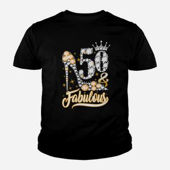 50 & Fabulous 50 Years Old 50Th Birthday Diamond Crown Shoes Youth T-shirt | Crazezy AU