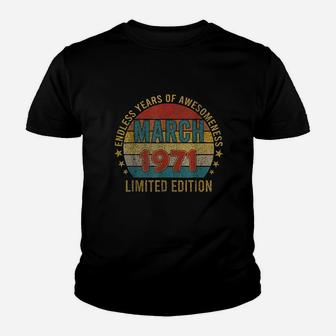 50Th Birthday Born In March 1971 50 Year Old Decoration Youth T-shirt | Crazezy CA