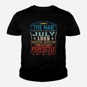 50Th Birthday Gift Fun The Man Myth Legend July 1969 Youth T-shirt | Crazezy AU