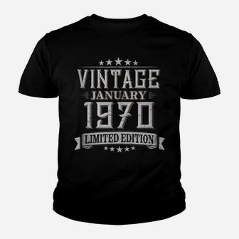 50Th Birthday Gift Vintage January 1970 50 Years Old Youth T-shirt | Crazezy DE
