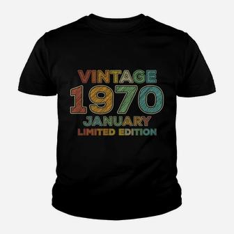 50Th Birthday Gift Vintage January 1970 Fifty Years Old Youth T-shirt | Crazezy CA