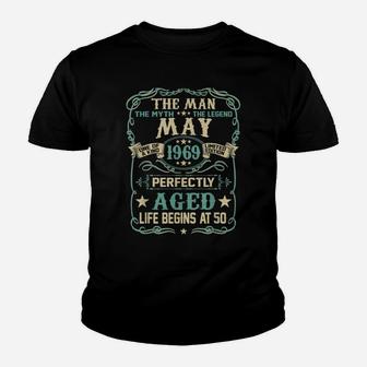 50Th Birthday Gifts The Man Myth Legend May 1969 Youth T-shirt | Crazezy