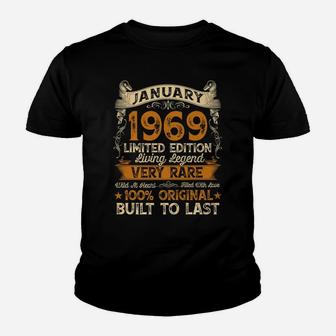 52Nd Birthday Gift 52 Years Old Retro Vintage January 1969 Youth T-shirt | Crazezy CA