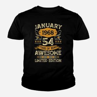 54 Year Old Gift Vintage January 1968 54Th Birthday Gift Youth T-shirt | Crazezy