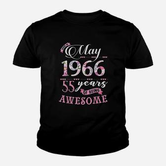 55Th Birthday Floral Born In May 1966 Youth T-shirt | Crazezy
