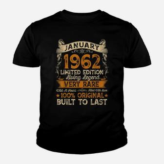 59Th Birthday Gift 59 Years Old Retro Vintage January 1962 Youth T-shirt | Crazezy