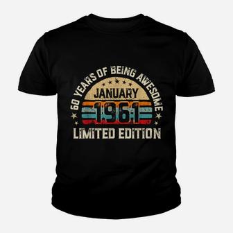 60 Years Old, Vintage 60Th Birthday, Made In January 1961 Youth T-shirt | Crazezy UK