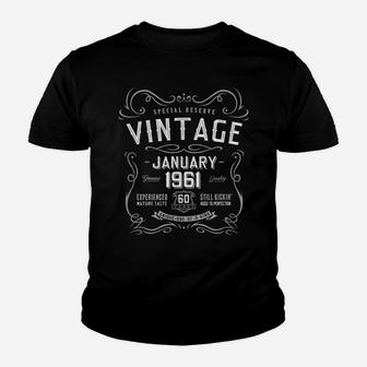 60Th Birthday Funny January 1961 Vintage Retro Gift Youth T-shirt | Crazezy