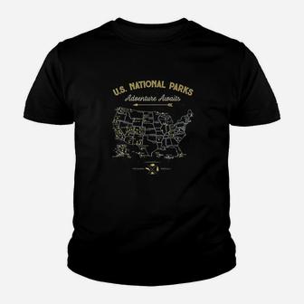 62 National Parks Map Gifts Us Park Vintage Camping Hiking Youth T-shirt | Crazezy AU