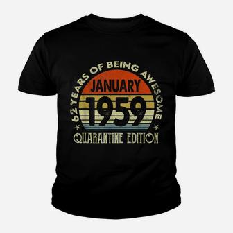 62Nd Birthday Gift 62 Years Old Retro Vintage January 1959 Youth T-shirt | Crazezy