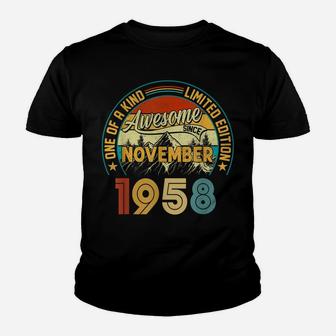63 Year Old November Gift 1958 One Of A Kind 63Rd Birthday Youth T-shirt | Crazezy AU