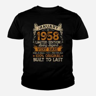 63Rd Birthday Gift 63 Years Old Retro Vintage January 1958 Youth T-shirt | Crazezy