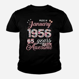 65Th Birthday Floral Gift For Womens Born In January 1956 Youth T-shirt | Crazezy CA