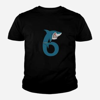 6Th Birthday Shark Party Gift For Six Years Old Youth T-shirt | Crazezy