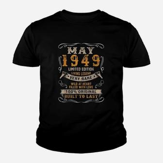 72Nd Birthday Gift 72 Years Old Retro Vintage May 1949 Youth T-shirt | Crazezy