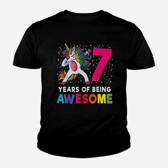 7Th Birthday Dabbing Unicorn Youth T-shirt | Crazezy